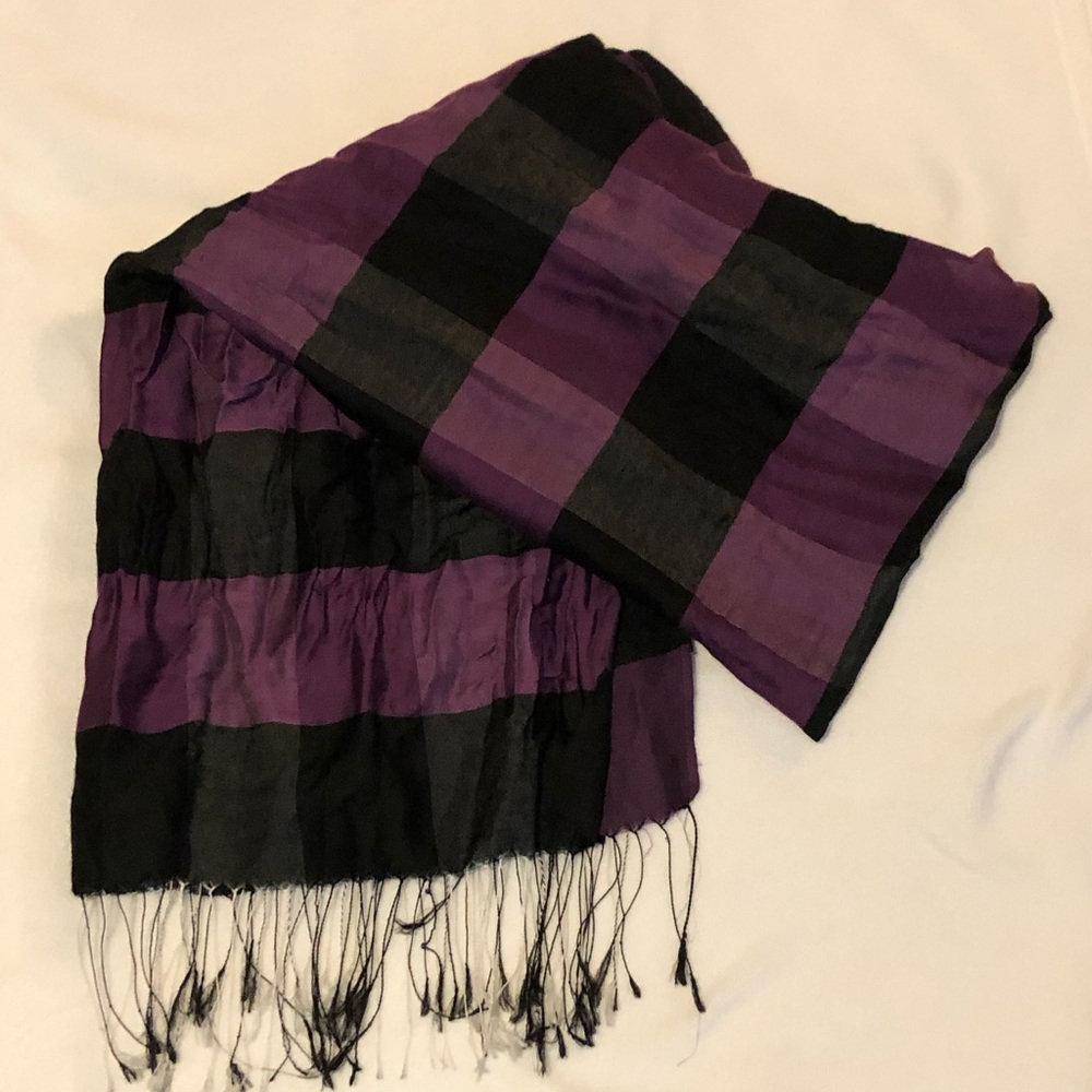 Purple and Black Fringe Scarf